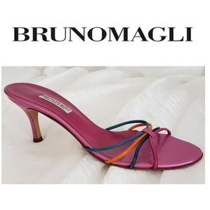 Leather Pink Orange Blue Slide Sandal Sz 9AA or 8M